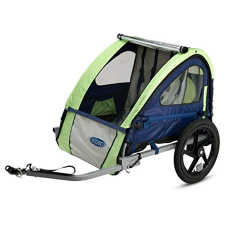 Instep Bike Trailer for Kids, Single and Double Seat, Double Seat, Green/Grey