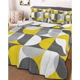 thumbnail image 3 of Quilts Full Size, Grey Yellow, Soft Comforter Bedding Set for Bed, Middle Century Abstract Geomrtry Lightweight Quilted Bedspread with Pillow Cover(2 Pieces) for All Season, 78x90 Inch, 3 of 6