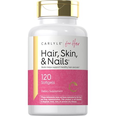 Hair Skin and Nails Vitamin | 120 Softgels | Beauty Formula Supplement | with Biotin and Collagen | by Carlyle