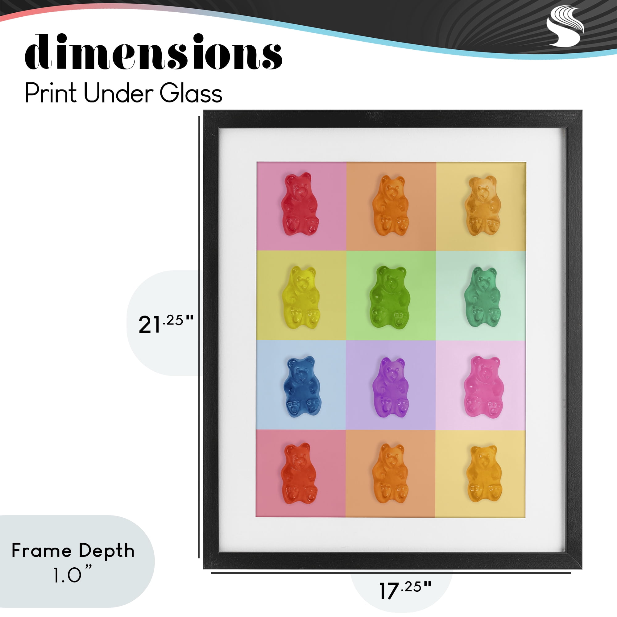 Stupell Industries Rainbow Gummy Bear Candy Grid Black Framed Print Under Glass, design by LISH Creative