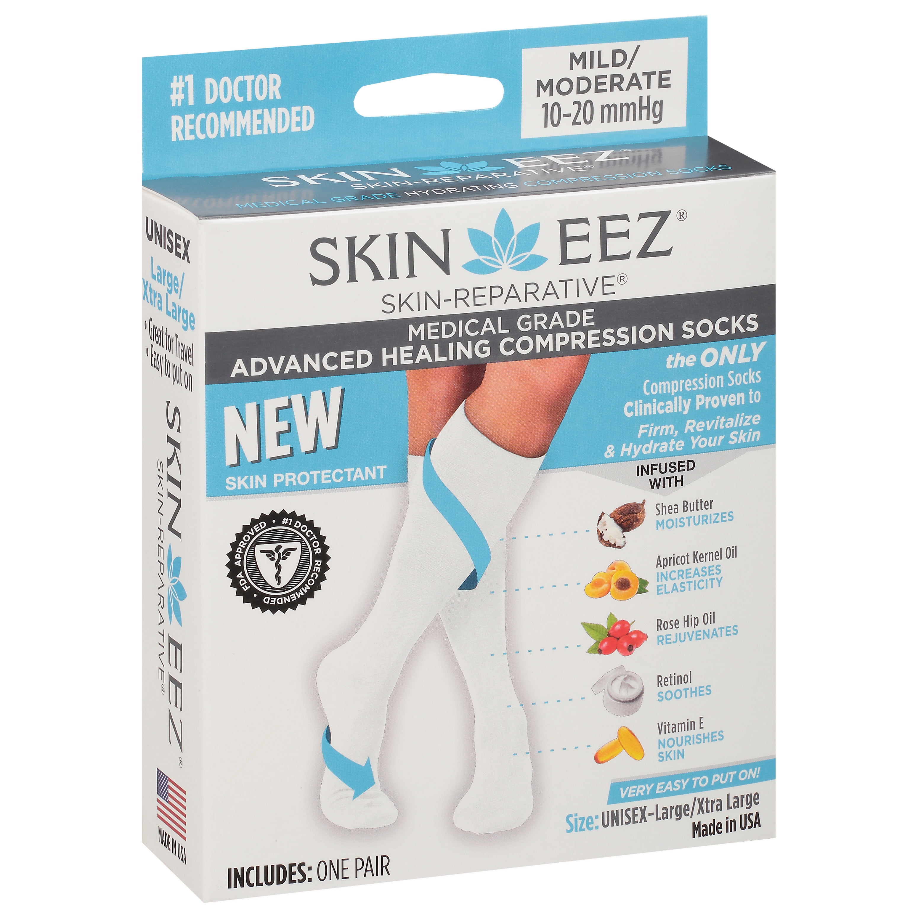 Skineez Medical Grade Advanced Healing Compression Socks 30-40mmhg, White,  Black Or Tan, Small - X Large Sizes, 1 Pair : Target