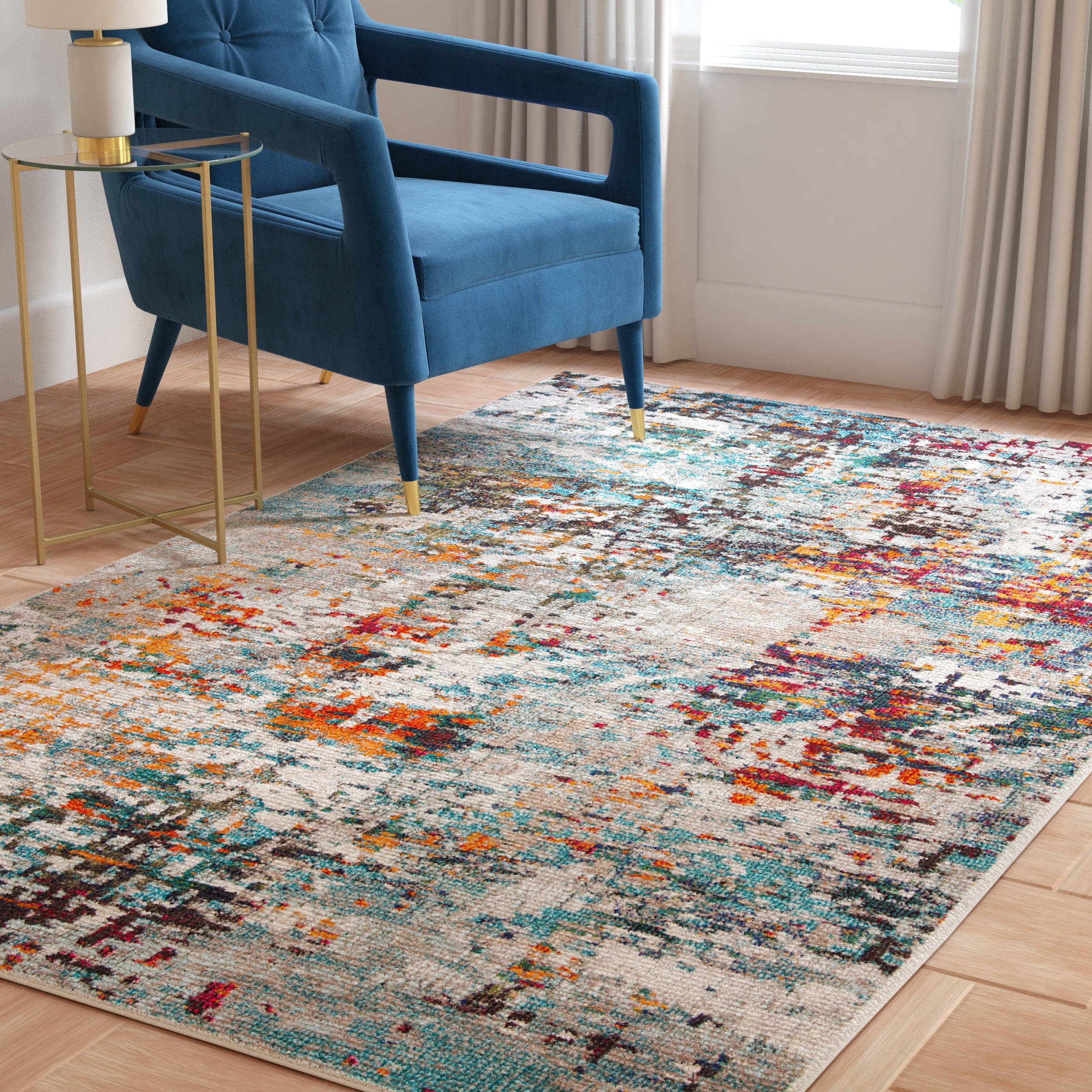 SAFAVIEH Madison Flowers Abstract Area Rug, Grey/Blue, 8' x 10'