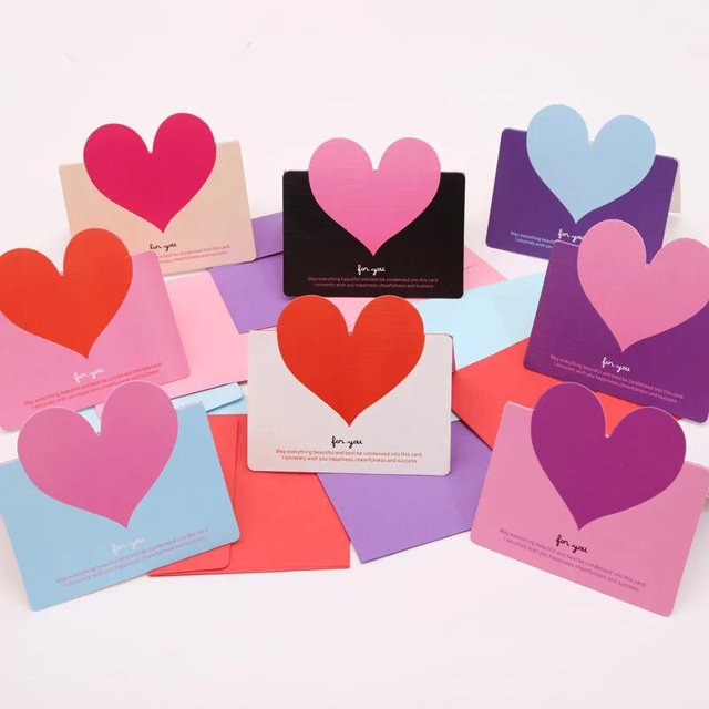 Tarjeta de felicitación con forma de corazón de amor, regalo para el Día de San Valentín, invitaciones de boda, tarjetas románticas de agradecimiento, 10 unids/bolsa