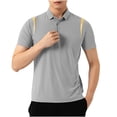 thumbnail image 2 of ZunFeo Mens Moisture Wicking Quick Dry Polo Shirt Color Block Short Sleeve Casual Work Golf Top Big and Tall Sizes Gray,Size 5XL, 2 of 6