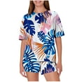 thumbnail image 1 of Liquidation! Ensemble de Pyjama et Shorts pour Femmes HomeGardon, Ensembles de Vêtements de Détente d'Été, Pyjama Décontracté Ample à Imprimé Col Rond Manches Courtes et Shorts, Ensemble de Vêtements de Maison pour Femmes, P-TTG, 1 of 5
