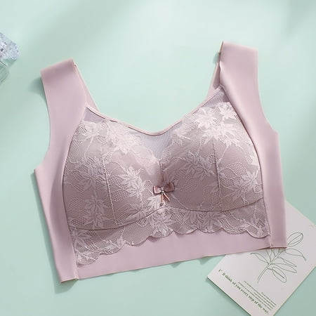 

Aayomet Bras For Women Women Gathered Beautiful Back Lace Wrapped Chest Vest Without Steel Ring Fixed Cup To Collect Auxiliary Pink XX-Large