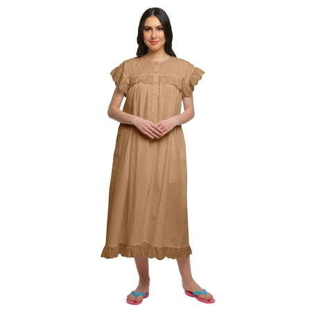 

Moomaya Women s Short Sleeve Nightdress For Ladies Solid Cotton Nightwear