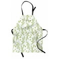 thumbnail image 1 of Flower Apron Paisley Leaf Antique Stem Swirl Traditional Damask Fashion Stylize Flora, Unisex Kitchen Bib Apron with Adjustable Neck for Cooking Baking Gardening, Green Black White, by Ambesonne, 1 of 3