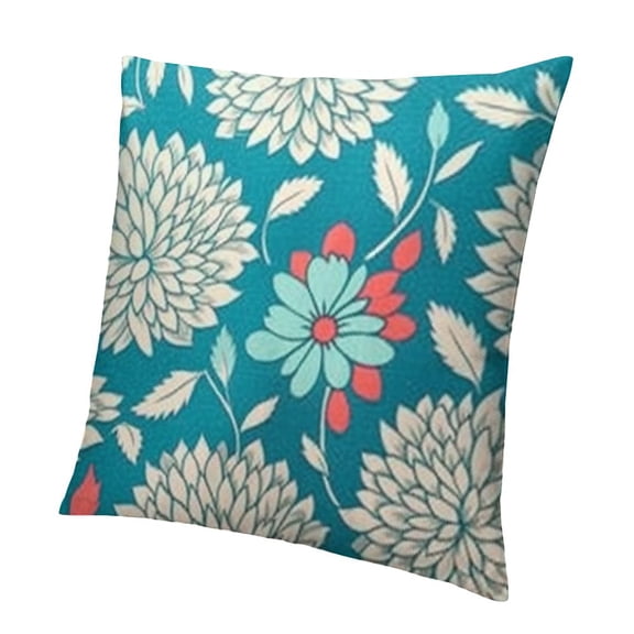 Decorative Throw Pillow Covers Yellow and Gray Pastel Blue and Gray Trendy White Floral Teal Turquoise Aqua Lemon Floral Dahlia Pillow Case