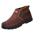 thumbnail image 2 of EKVAHL Men's Orthopedic Winter Boots, Slip‑On Faux Suede Insulated Snow Boots, Anti Slip Outdoor Cold Weather Daily Walking Boots Brown, 2 of 6