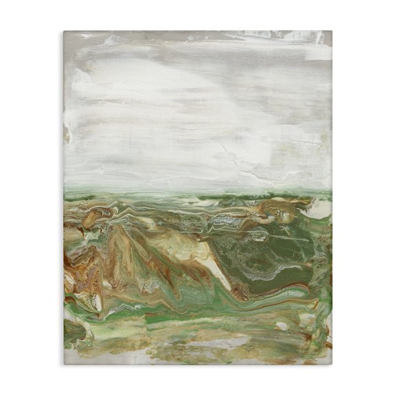 Stupell Industries Modern Abstract Paint Fluid Brown Green Canvas Art, 16 x 20, by Lila Bramma