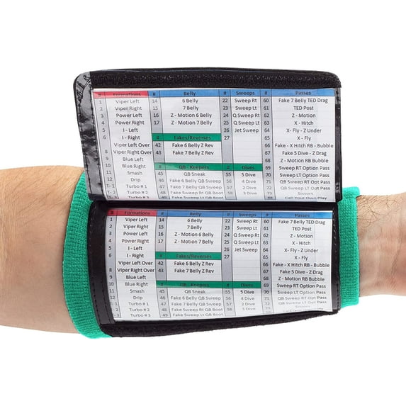WristCoaches Football Play Wristbands - Youth Quarterback Gear - Wristband Playbook - Softball Wristbands for Signs Green