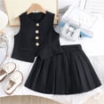 thumbnail image 2 of Xijirk Girls Outfits Summer Casual Set Two Piece Fashion Vest Top with Pleated Skirt Toddler Clothes for Playful Outings Daily Wear and Stylish Warm Weather Activities,Black,7-8 Years, 2 of 9