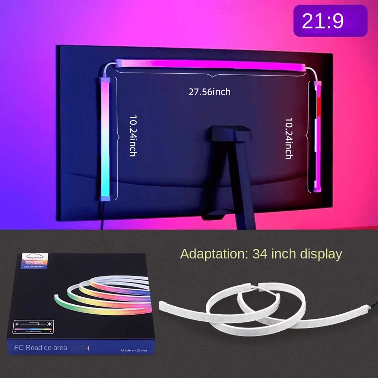 Skydimo 34Inch Sync RGB LED Strip, USB Computer Light for Gaming & Room Decor
