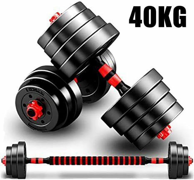40KG 1 Pair Adjustable Dumbbells Barbell Set Weight Fitness Gym Exercise 