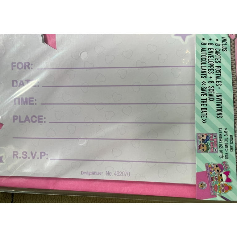 LOL Surprise Invitation Set w Envelopes 8ct
