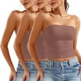 thumbnail image 1 of Blusa informal de verano sin tirantes de color liso para mujer, 3 piezas, de poliéster, 1 of 5