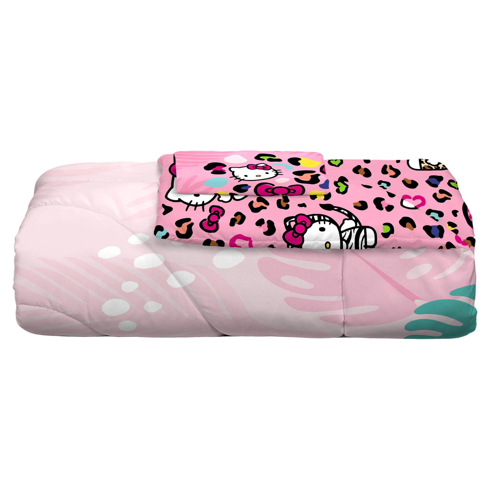 Hello Kitty Kids Comforter and Sham, 2-Piece Set, Twin/Full, Reversible, Pink, Sanrio