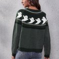thumbnail image 3 of Suéter de fantasma de Halloween Suéter de punto de manga larga con cuello redondo y estampado de lunares de fantasma retro de Halloween para mujer Verde XXL, 3 of 6