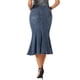 thumbnail image 3 of Falda de mezclilla con cola de pez Inspire Chic para mujer, falda midi de mezclilla ajustada en gris azul, 3 of 6