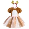 thumbnail image 6 of Kids Girls Animal Reindeer Costume, Deer Furry Fancy Dress with Headband for Halloween Christmas Party 3-10 Years, 6 of 7