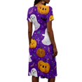 thumbnail image 5 of Women's Halloween Midi Dresses Candy Witch Hat V Neck Cinching Waist Horror Sundress Pumpkin Ghost Short Sleeve Spooky Dresses, 2XL, 5 of 5