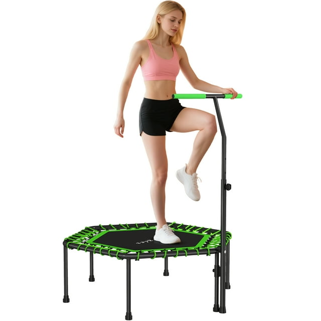Soozier Trampoline de Rebond 45 Pouces pour Adultes avec Poignée Réglable à 3 Niveaux