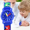 thumbnail image 2 of Reloj Led Niños Dinosaurios Kawai 3d Impermeable Mov Japones Correa Azul Bisel Azul marino Fondo Azul marino, 2 of 5