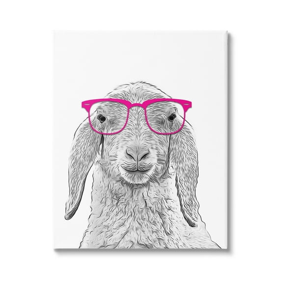Stupell Industries Farmhouse Sheep Pink Glasses Animals & Insects Painting Gallery Wrapped Canvas Print Wall Art