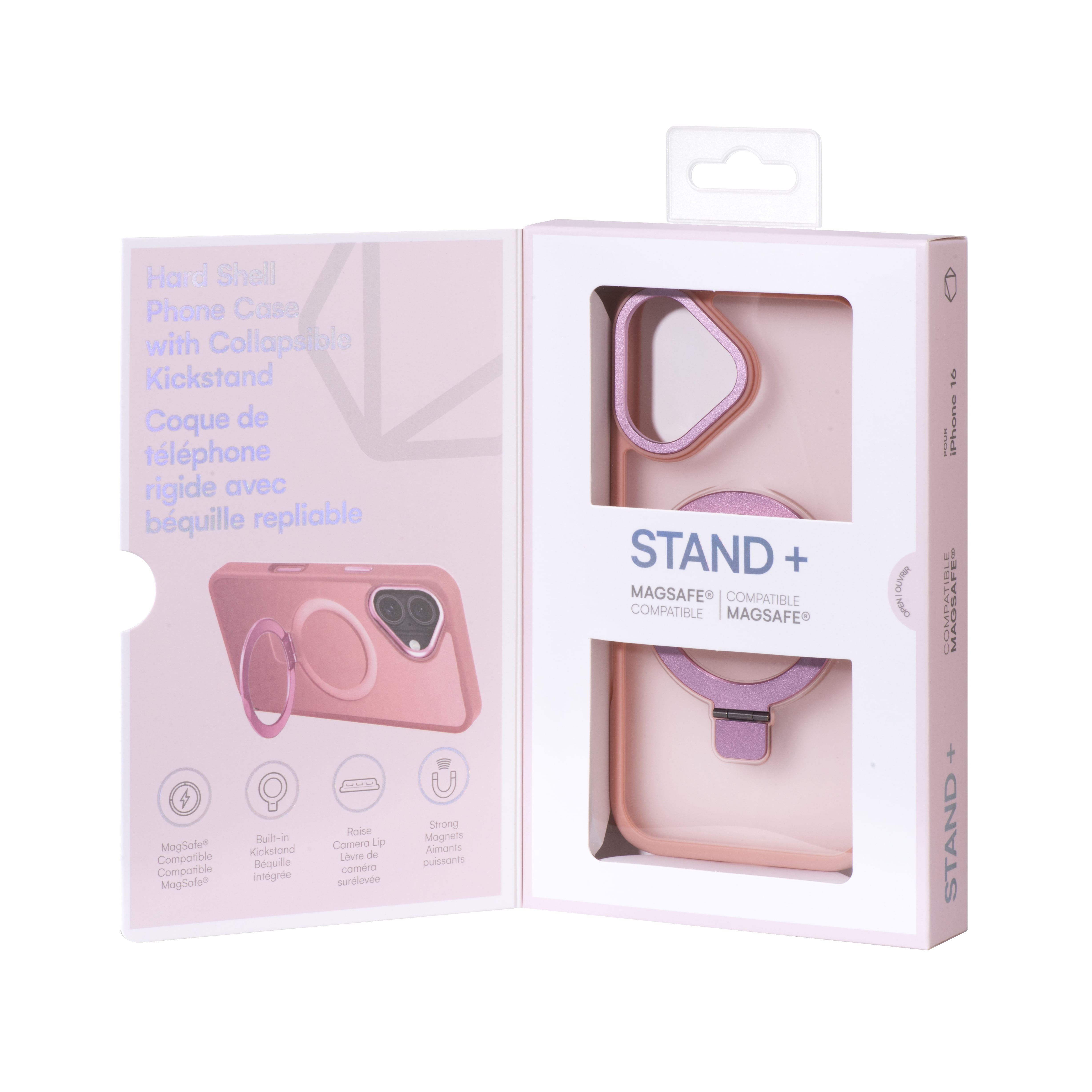 Artikl Lux Pro MagSafe Compatible Clear Case for iPhone 16 - Pink, Pink, Phone Case for iPhone 16