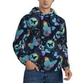 thumbnail image 2 of Naloa Blue Butterfly Men's Casual Hooded Collar Drawstring Hoodies Pullover Sweatshirts Casual Long Sleeve Shirts-3X-Large, 2 of 7