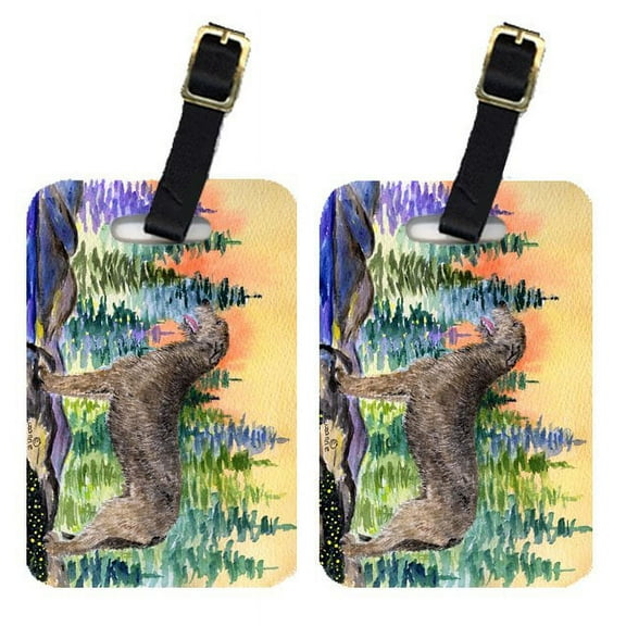 Pair of 2 Irish Wolfhound Luggage Tags