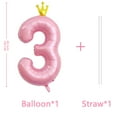 thumbnail image 2 of Globo hzqruqh Corona rosa con número 3, 40 cm, lámina de mylar, 2 of 9