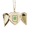 thumbnail image 1 of Green Mahjong azulejos patrón Collar colgante en forma de melocotón con alas Unbranded M, 1 of 3