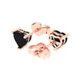 thumbnail image 2 of 1.5 ct Push-Back Stud Earrings for Women | 6.0mm Heart Cut Natural Onyx | 18K Rose Gold, 2 of 5