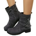 thumbnail image 5 of Women's Ankle Boots - Oversized Square Toe Suede Short Work Boots with Side Zipper and Round Toe, 5 of 8