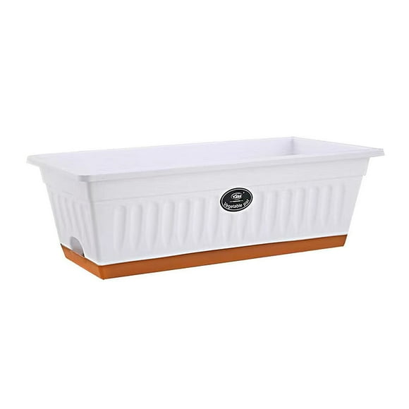 Yingyy Flower Pots Rectangular Vegetables Growing Planting Family Plant Drainage Hole Planter for Balcony Patio Outdoor White