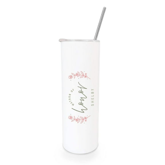 Personalized Name Floral Matron of Honor Wedding Tumbler