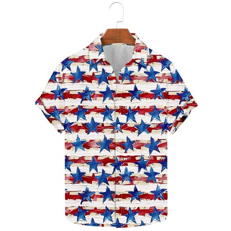 UVEASISHA 4th of July Hawaiian Shirts for Men Big and Tall Casual Americal Flag Print Button Down Shirt Summer Beach Short Sleeve Patriotic Tees Daily Clearance Sale Multicolor 5XL