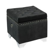 Jessar - Ottoman / Storage Footstool on Legs, Cubic, From the Codi Collection, Black Velvet