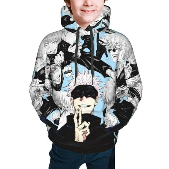 Jujutsu Kaisen Satoru Gojo Kids' Hoodie 3d Print Sweatshirt Soft Pullover Hooded With Big Pockets For Boys Or Girls Large