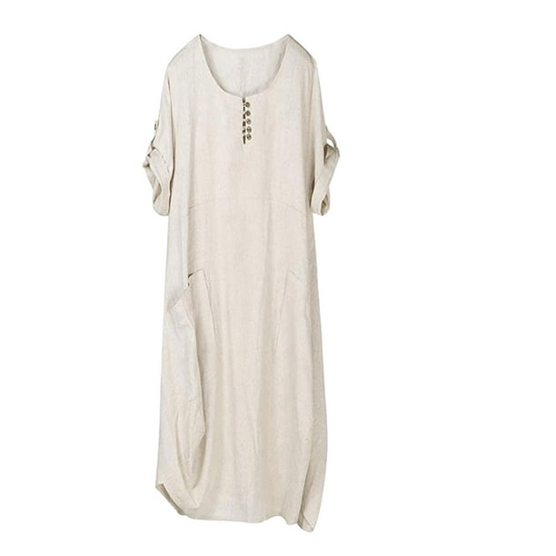 Vestido suelto Minnieouse primavera verano Casual Beige