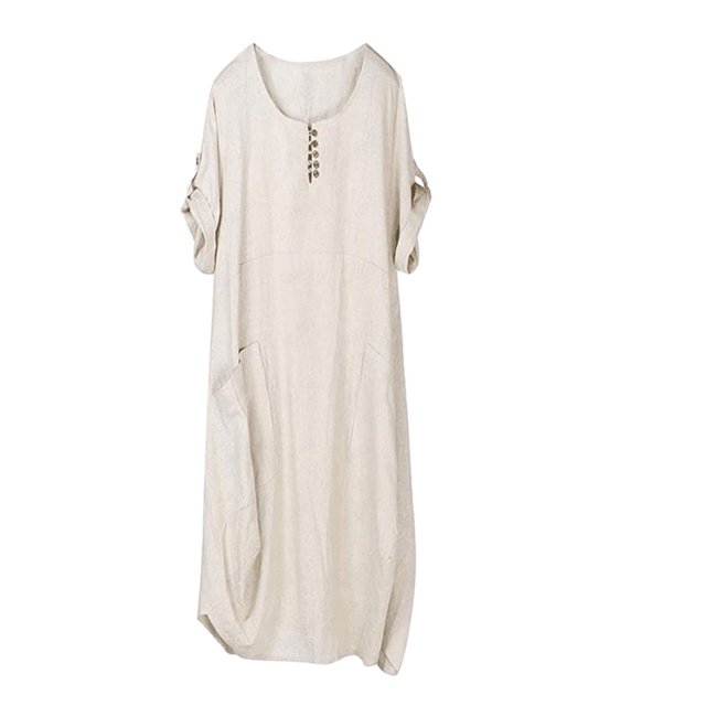 Vestido suelto Minnieouse primavera verano Casual Beige