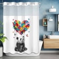 thumbnail image 6 of No Hook Shower Curtains with Snap-in Liner Set, Cute Panda Waterproof Hotel Style Bathroom Shower Curtain, Modern Abstract Oil Painting Love Heart Breathable Mesh Top Window Bath Curtains 60''x72'', 6 of 9