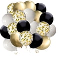 thumbnail image 1 of 50 piezas de globos, globos de cumpleaños, 50 piezas de globos negros, blancos y dorados, globos de cumpleaños para decoraciones de cumpleaños, bodas, fiestas y Navidad, 12 pulgadas, 1 of 5