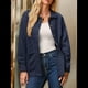 thumbnail image 4 of Chaqueta Acolchada Informal para Mujer, Camisa de Larga con Cuello Abotonado, Chaqueta de Otoño con Bolsillos Azul Oscuro M, 4 of 8