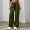 thumbnail image 4 of ClodeEU Women Elastic Drawstring High Waist Wide Leg Sweatpants,Casual Loose Pants with Pockets Army Green,Women's Plus L, 4 of 6