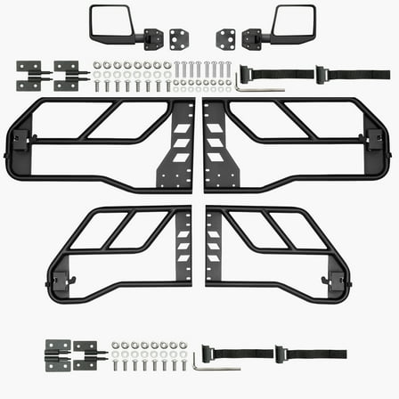 KFFKFF Adventure-Style Tube Doors for Jeep, 4-Door Design with DOT-Certified Rearview Mirrors, Compatible with 2018-2024 Jeep Wrangler JL & 2020-2024 Jeep Gladiator JT