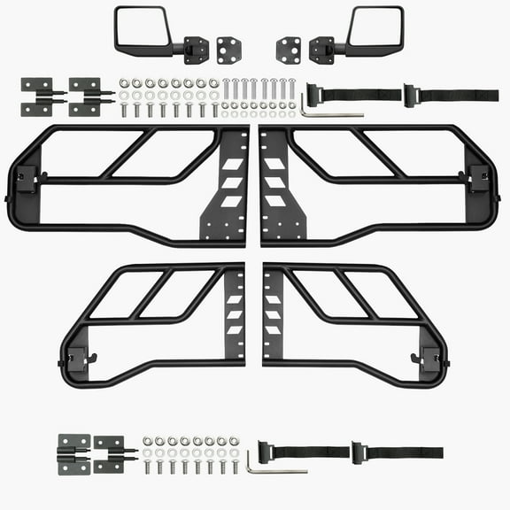 KFFKFF Adventure-Style Tube Doors for Jeep, 4-Door Design with DOT-Certified Rearview Mirrors, Compatible with 2018-2024 Jeep Wrangler JL & 2020-2024 Jeep Gladiator JT
