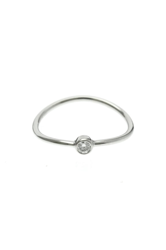 Pre-Owned Tiffany Wave Single Row Diamond Ring White Gold (18K) Fashion Diamond Band Ring Silver